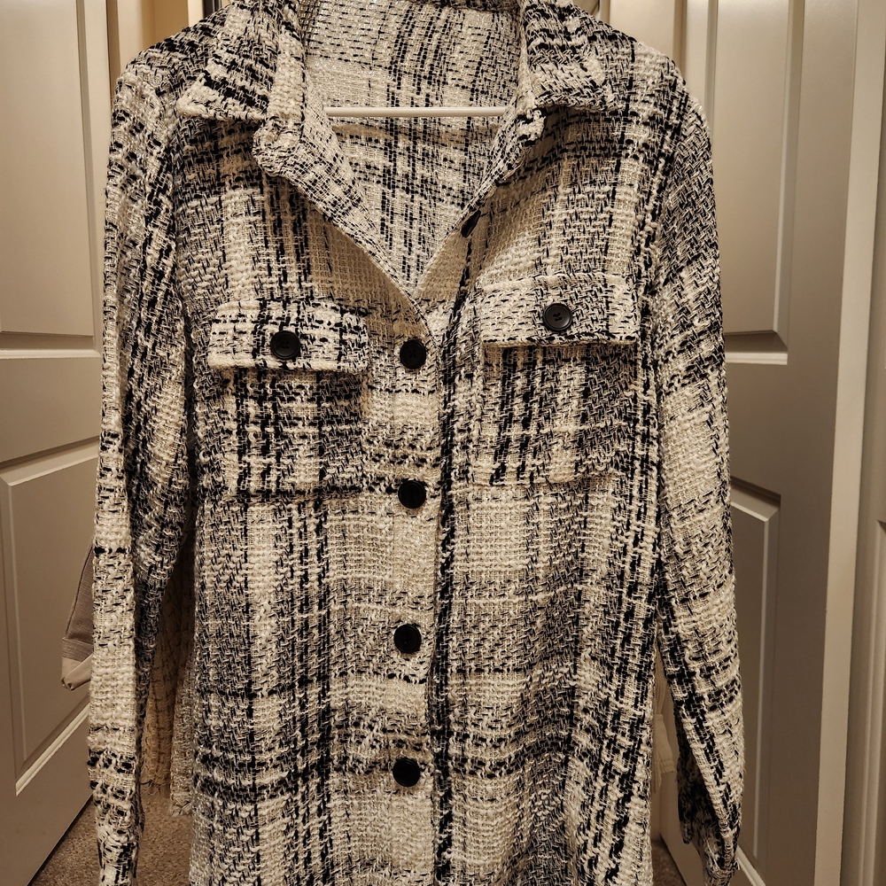 Stylish Black and White Plaid Jacket